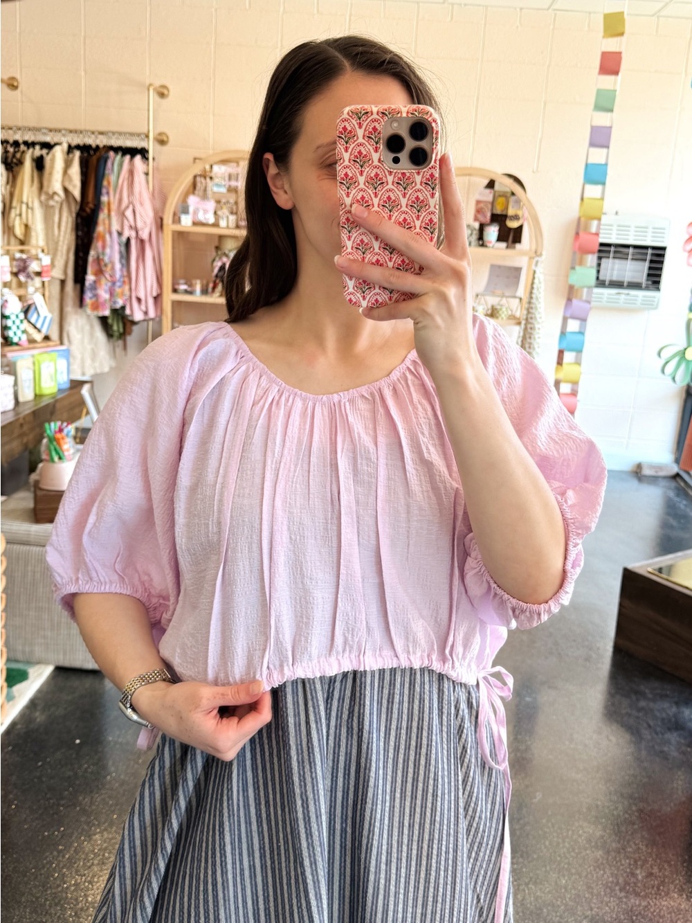 Lilac Drawstring Waist Top